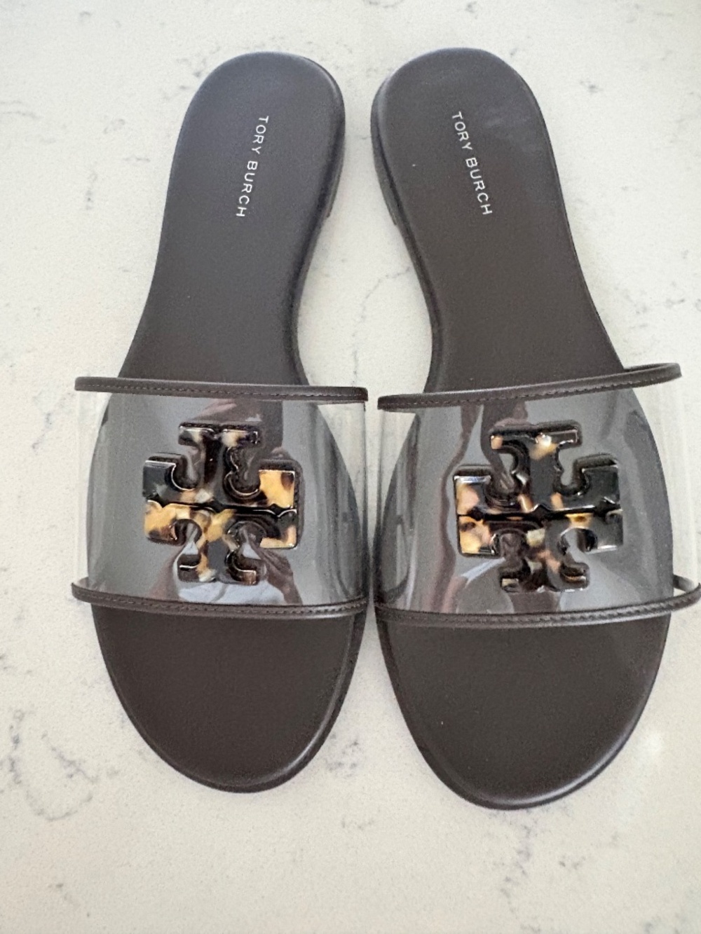 Brand New Tory Burch Everly Slide Clear Sandals